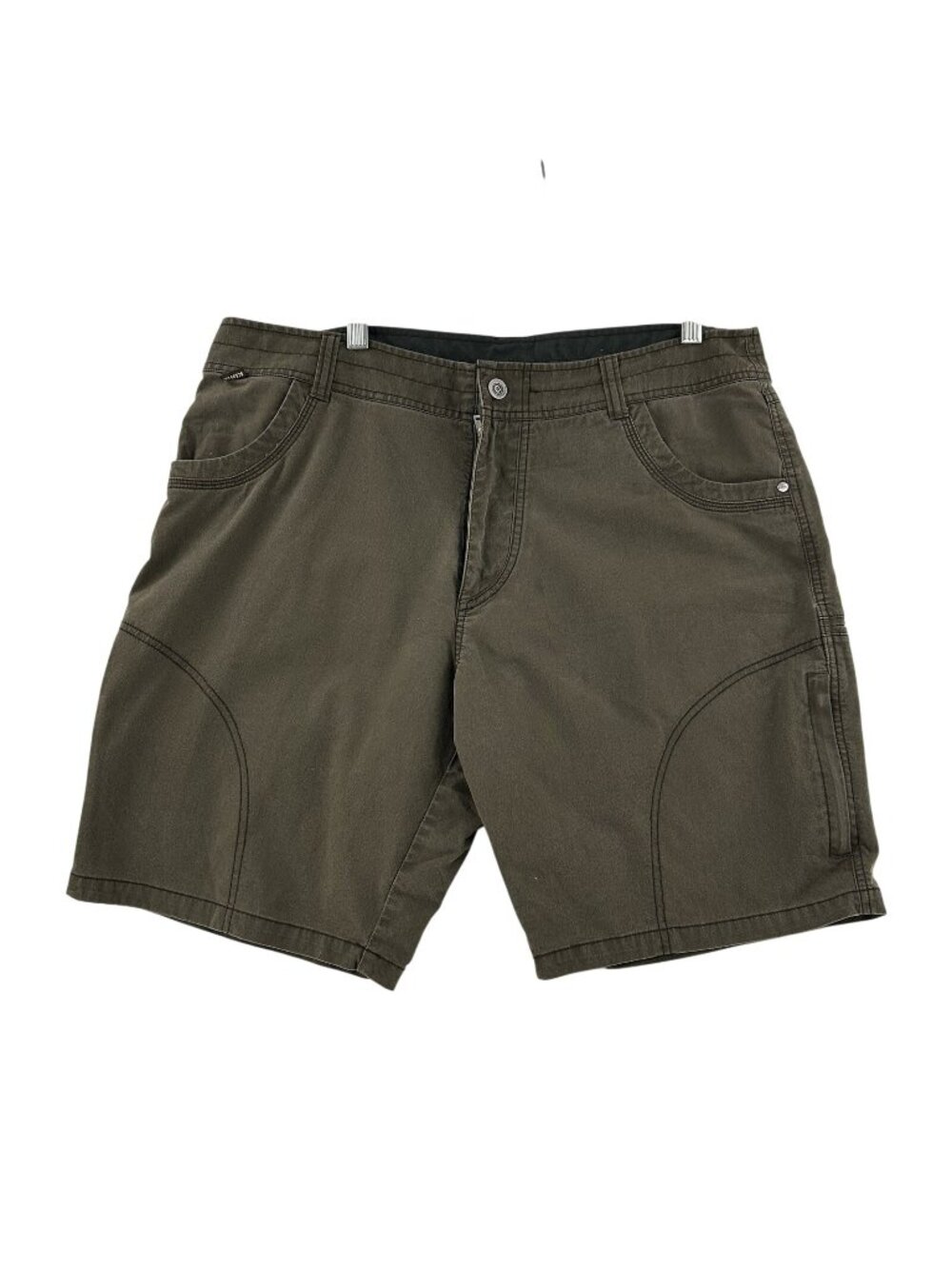 Kuhl Ramblr Shorts Men's 38 Olive Green Cargo Canvas Vintage Patina Dye Hiking
